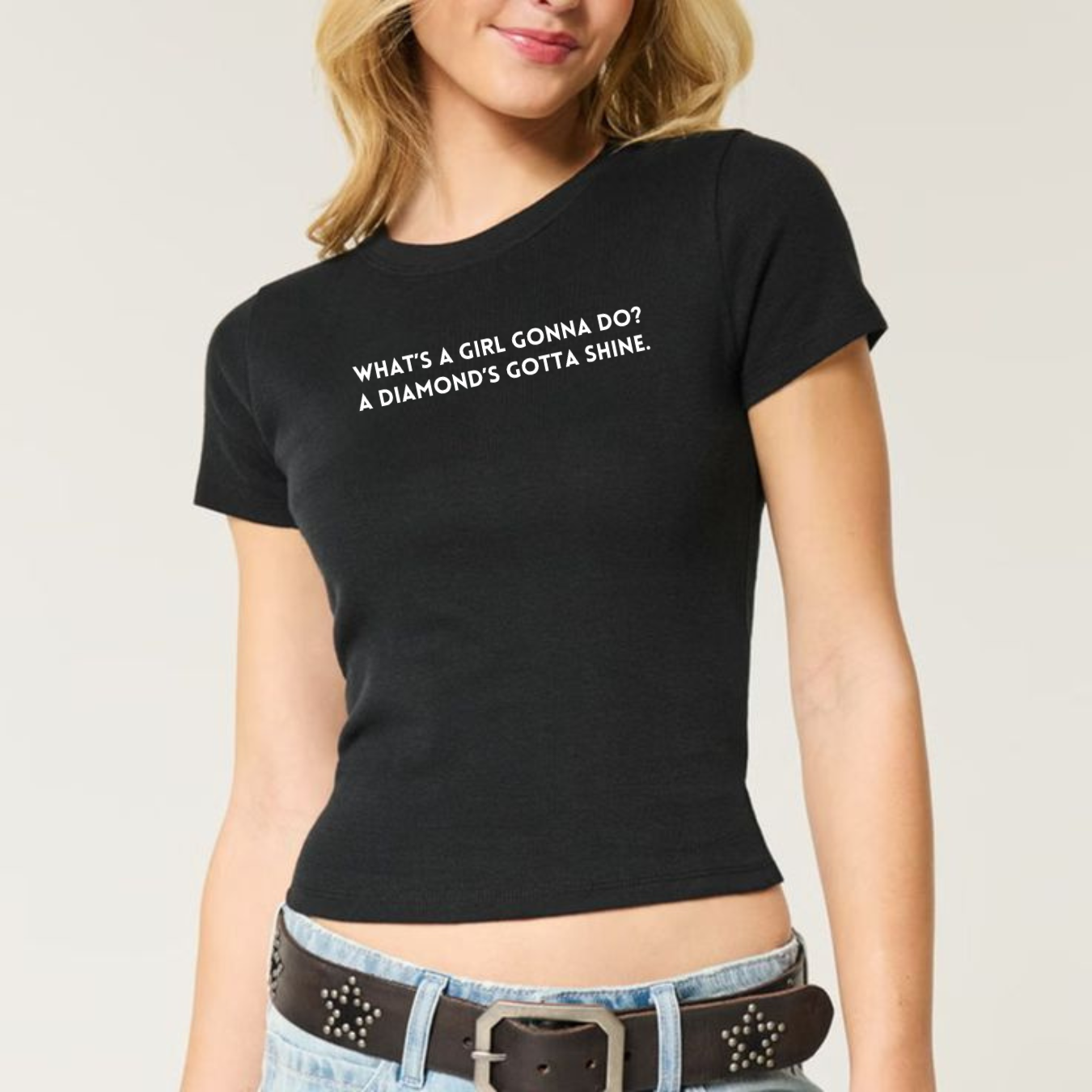 A Diamond's Gotta Shine | Bold Confidence Aesthetic Crop Tee