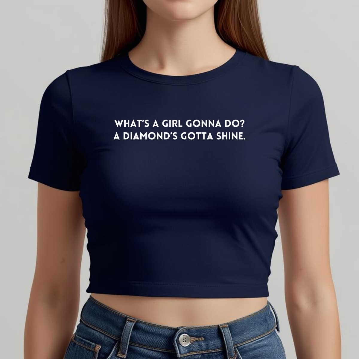 A Diamond's Gotta Shine | Bold Confidence Aesthetic Crop Tee