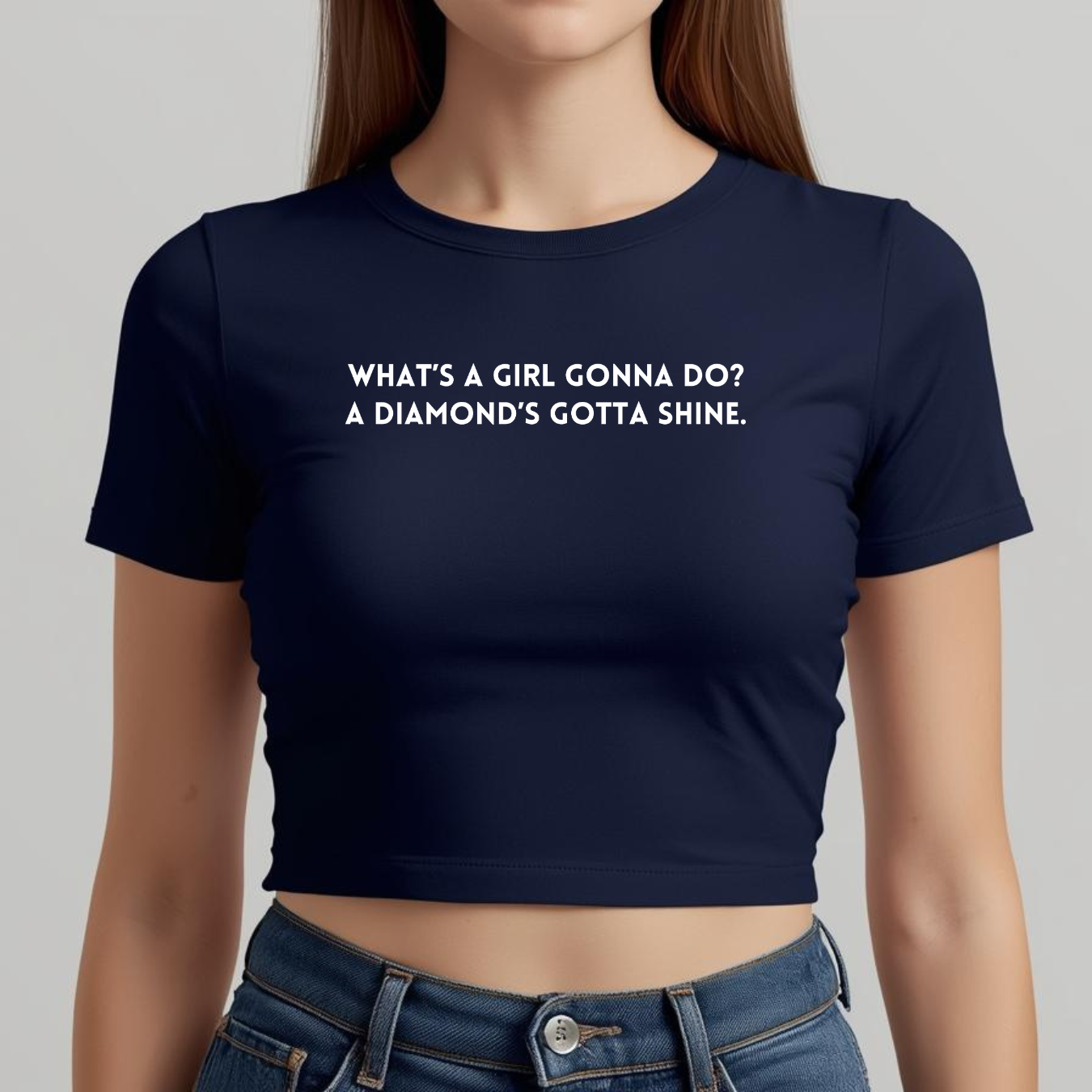 A Diamond's Gotta Shine | Bold Confidence Aesthetic Crop Tee