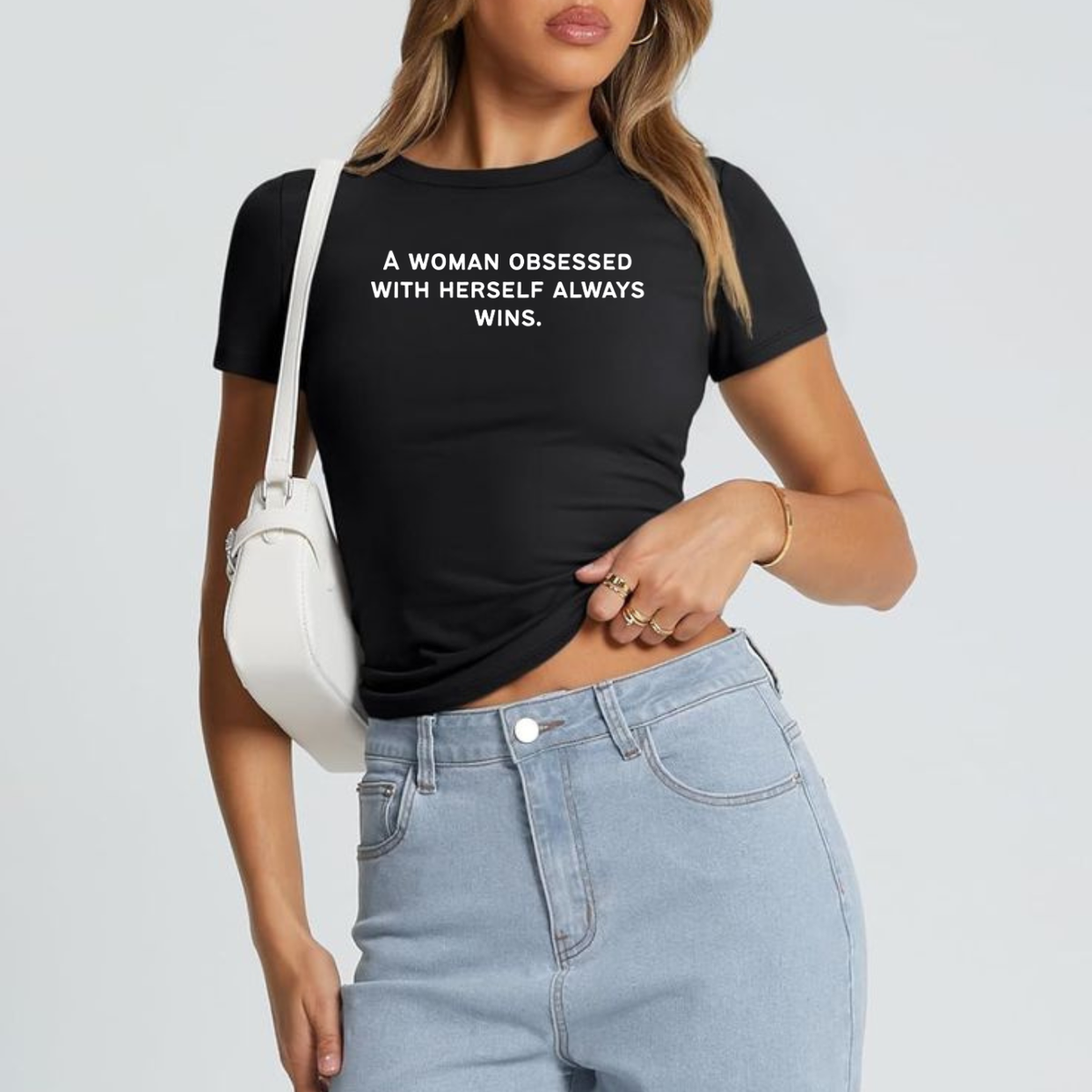 A Woman Obsessed With Herself Always Wins | Statement Crop Tee