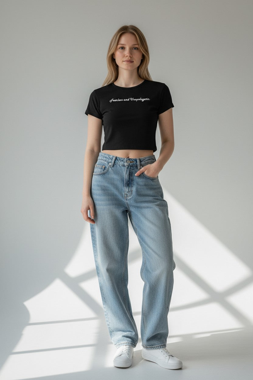Fearless & Unapologetic | Empowering Graphic Crop Tee